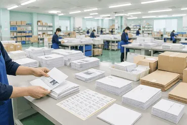 DM発送代行の作業現場（検品・区分作業）