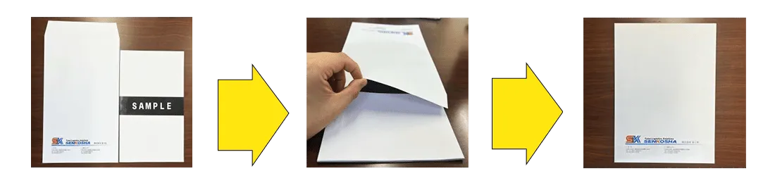 パンフレット封入の流れ封緘作業フロー